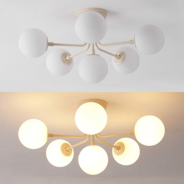 Olivier Parisian 24" Globe Modern Industrial Iron Bistro LED Semi Flush Mount